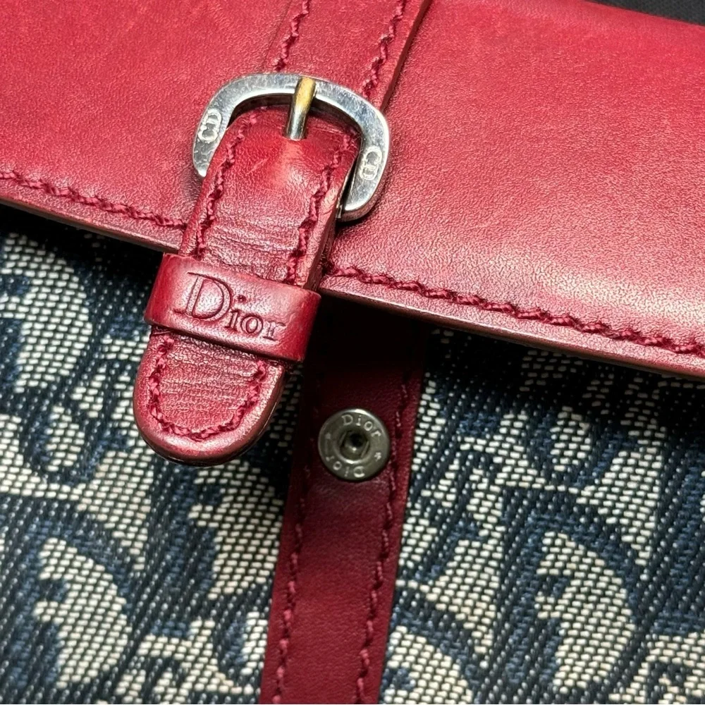 ❤️Christian Dior Red Navy Trotter Canvas Long Wallet, Italy❤️